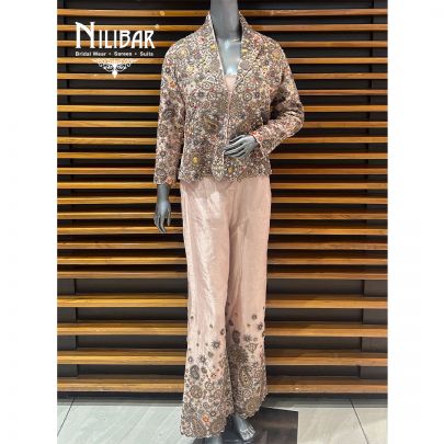 Blush Pink Silk Three Piece Indo-Western Set