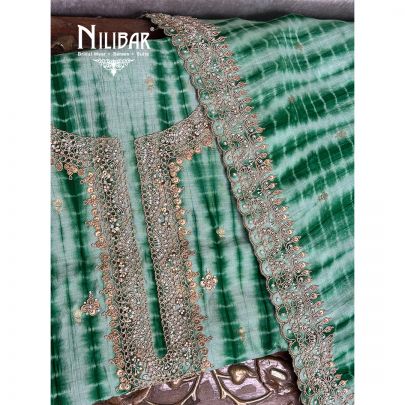 Green Silk Unstitched Suit