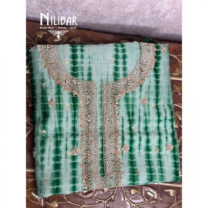 Green Silk Unstitched Suit