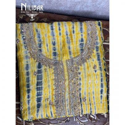 Light Yellow Silk Unstitched Suit