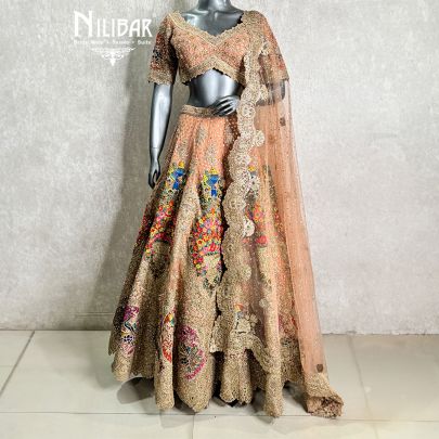 Peach Silk Bridal Lehenga