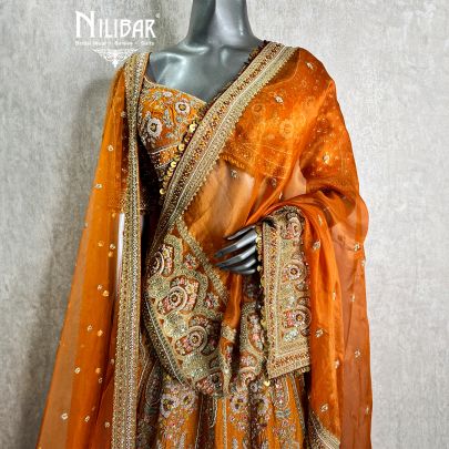 Orange Silk Bridal Lehenga