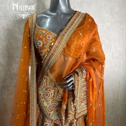 Orange Silk Bridal Lehenga