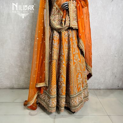 Orange Silk Bridal Lehenga