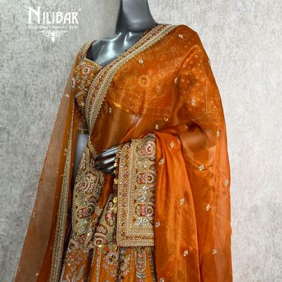 Orange Silk Bridal Lehenga