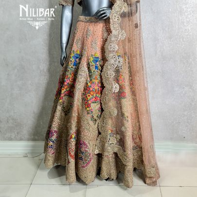 Peach Silk Bridal Lehenga