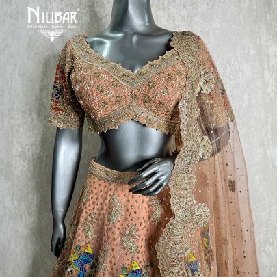 Peach Silk Bridal Lehenga