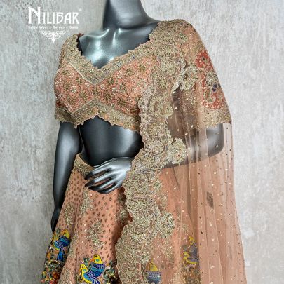 Peach Silk Bridal Lehenga