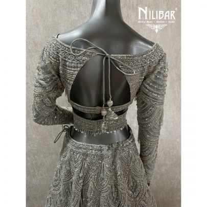 Cream Soft Net Embroidered Lehenga