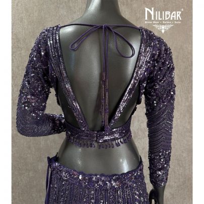 Purple Soft net Embroidered Lehenga