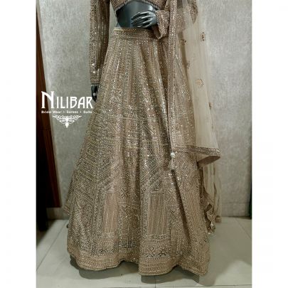 Gold Soft net Embroidered Lehenga