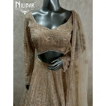 Gold Soft net Embroidered Lehenga