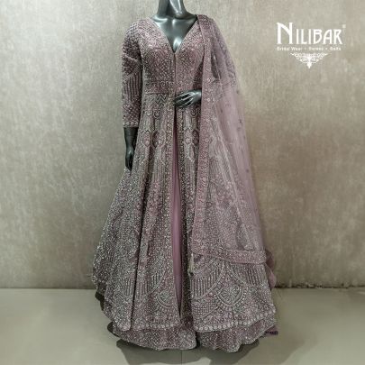 Soft Pink long jacket upper comes with heavy lehenga
