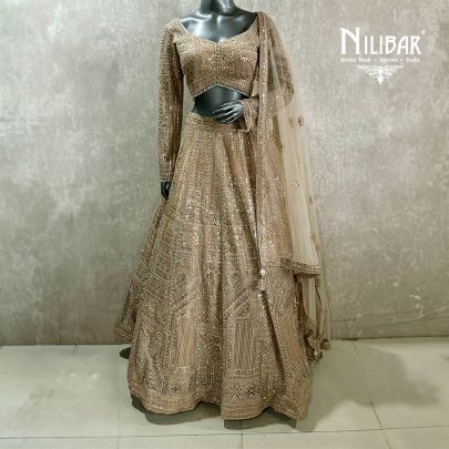 Gold Soft net Embroidered Lehenga