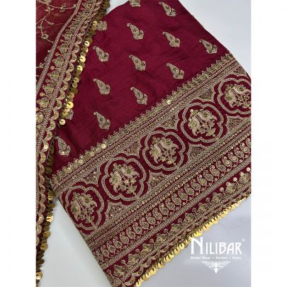 Maroon Silk Unstitched Suit