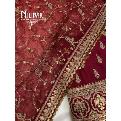 Maroon Silk Unstitched Suit