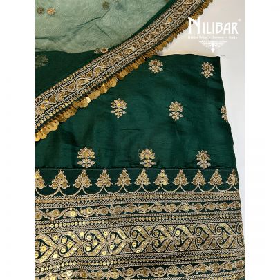Bottle Green Silk Unstitched Suit