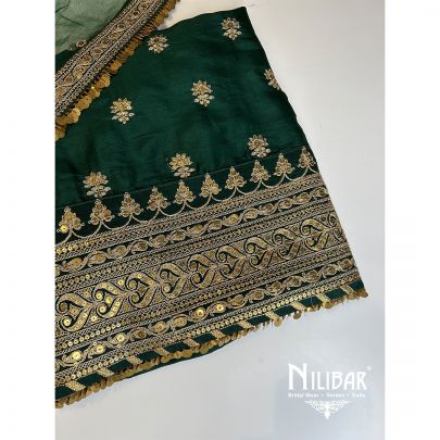Bottle Green Silk Unstitched Suit