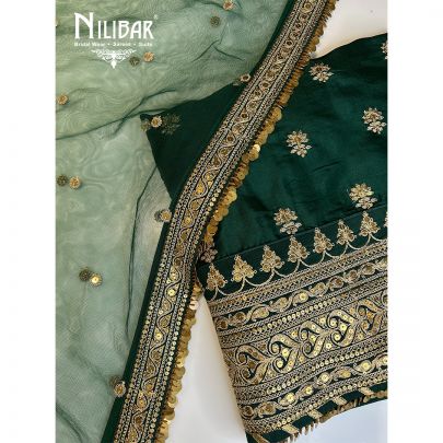 Bottle Green Silk Unstitched Suit