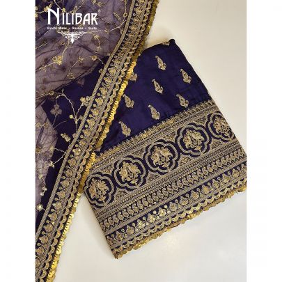 Purple Silk Unstitched Suit