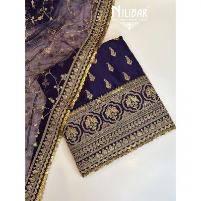 Purple Silk Unstitched Suit