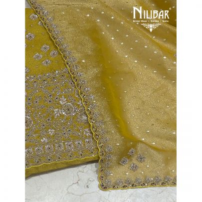 Yellow Lamé Silk Unstitched Suit