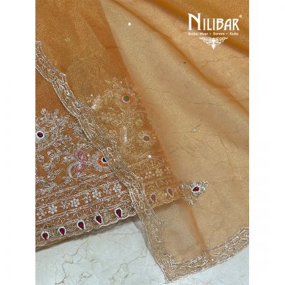 Orange Lamé Silk Unstitched Suit