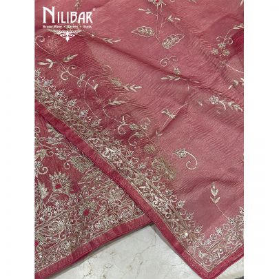 Watermelon Pink Lamé Silk Unstitched Suit