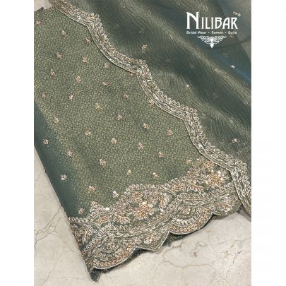 Sage Green Lamé Silk Unstitched Suit