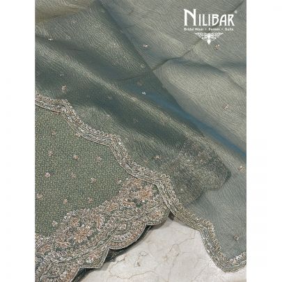 Sage Green Lamé Silk Unstitched Suit