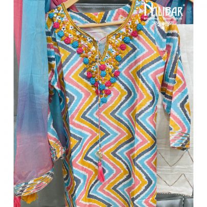 Multi Colour Cotton Pant Suit