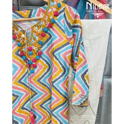 Multi Colour Cotton Pant Suit