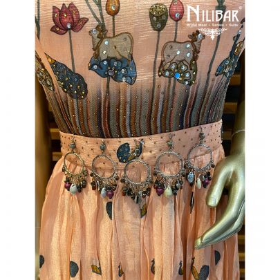 Peach Chinon Printed Jumpsuit 