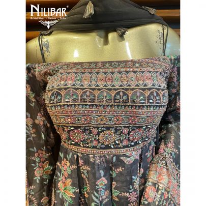 Ash Gray Georgette and Net Jumpsuit