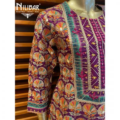 Jam Purple and Mango Yellow Crepe Printed Garara Suit