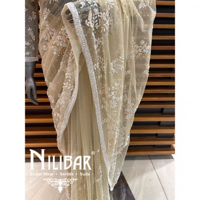 Light Beige Net Saree