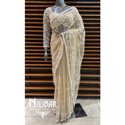 Light Beige Net Saree
