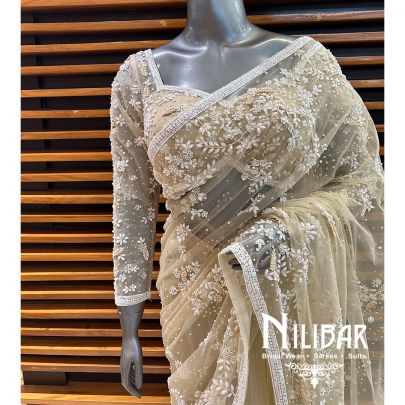 Light Beige Net Saree