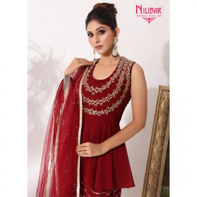 Maroon Georgette Dhoti Suit