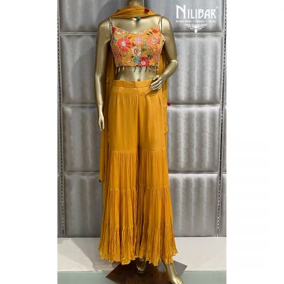 Mustard Yellow Georgette Sharara Suit