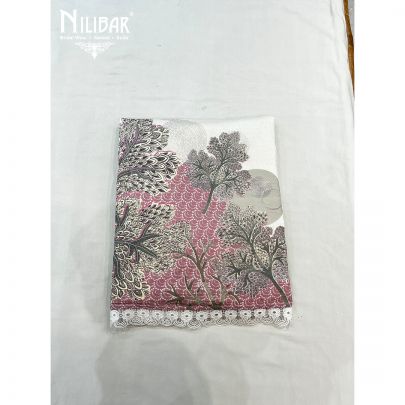 White and Lavender Cotton Unstitched Suit 