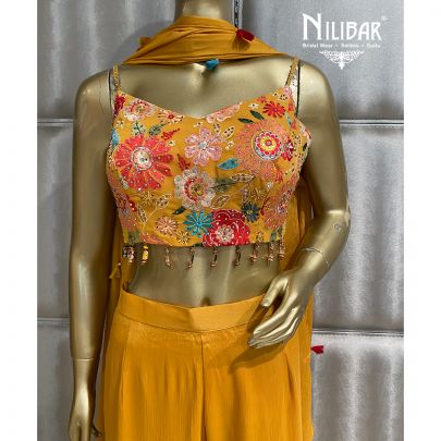 Mustard Yellow Georgette Sharara Suit