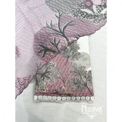 White and Lavender Cotton Unstitched Suit 