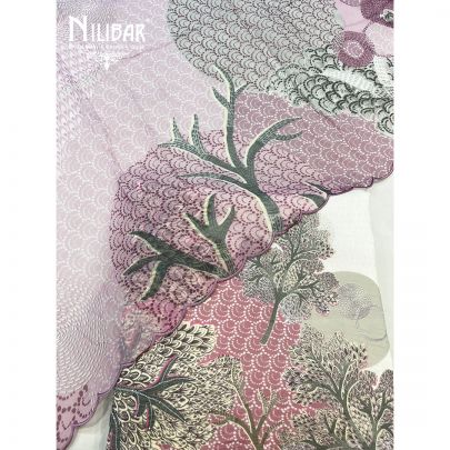 White and Lavender Cotton Unstitched Suit 