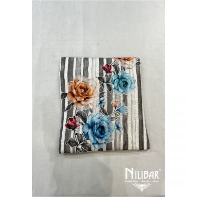 White and Blue Kota Cotton Unstitched Suit
