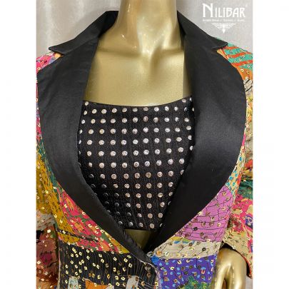 Black and Multicolor Georgette Indowestern Suit