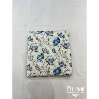 Off White and Navy Cotton Unstitched Suit