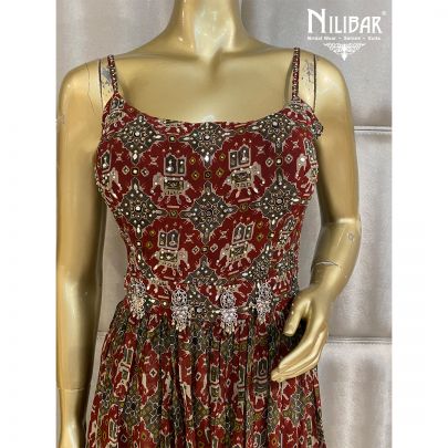 Currant Red Georgette Printed Jumpsuit