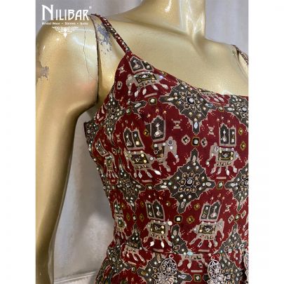 Currant Red Georgette Printed Jumpsuit