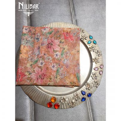 Peach Cotton Floral Printed  Unstitched Suit
